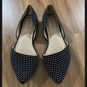 Torrid Womens Black Faux Suede Studded Pointed D'Orsay Flat Shoes Size 9.5WW